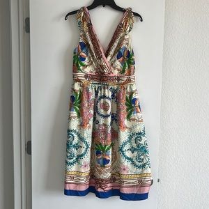 Silk Collette Dinnigan tropical motif dress